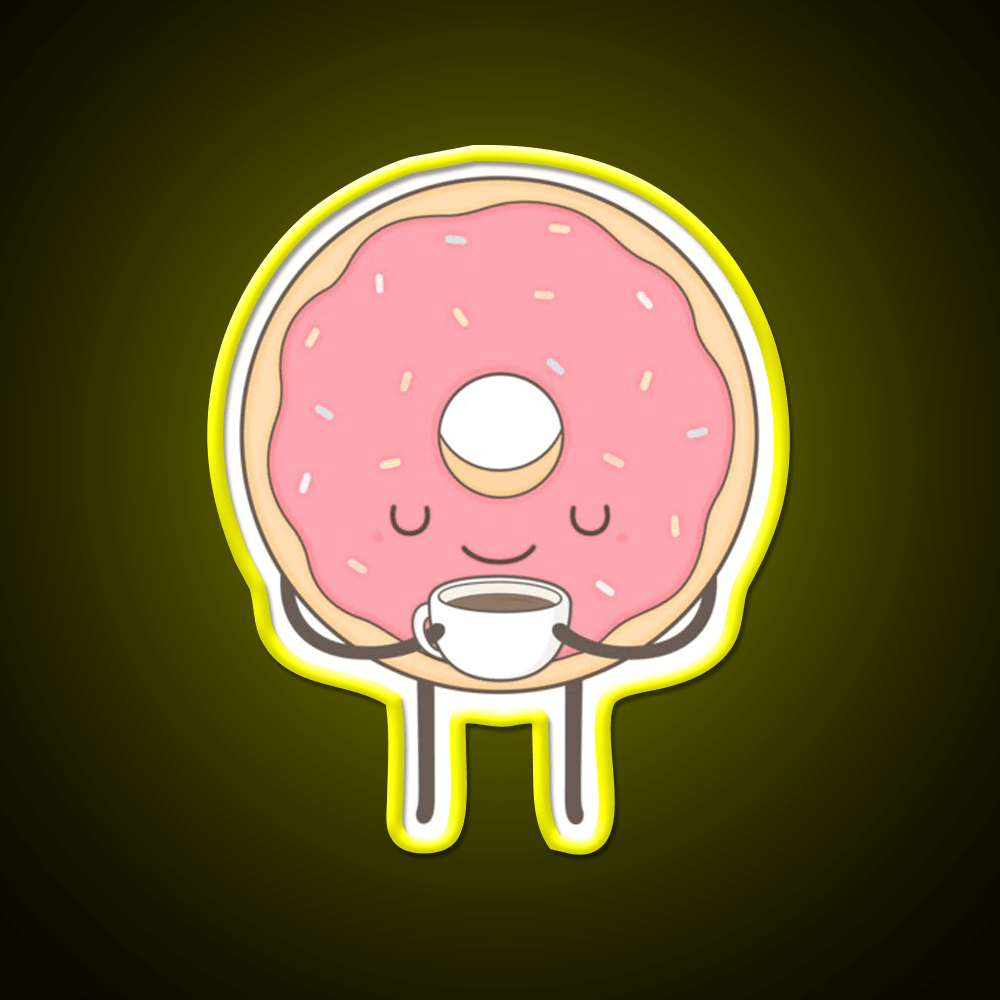 Donut Loves Coffee Snack Food Led Neon Sign Rgb Color - Shineneon