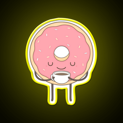 Donut Loves Coffee Snack Food Led Neon Sign Rgb Color - Shineneon