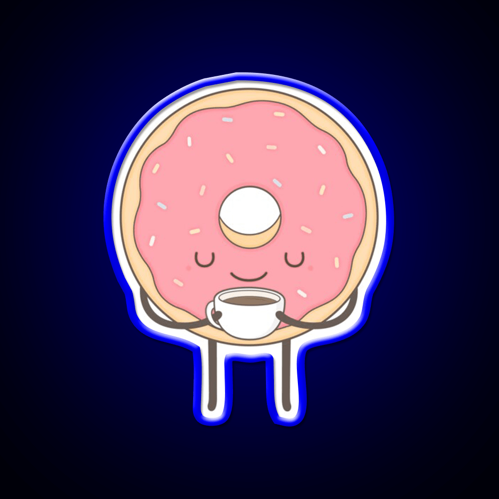 Donut Loves Coffee Snack Food Led Neon Sign Rgb Color - Shineneon