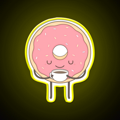Donut Loves Coffee Snack Food Led Neon Sign Rgb Color
