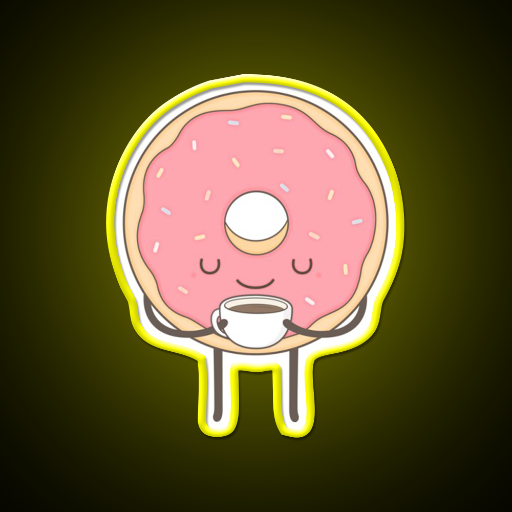 Donut Loves Coffee Snack Food Led Neon Sign Rgb Color