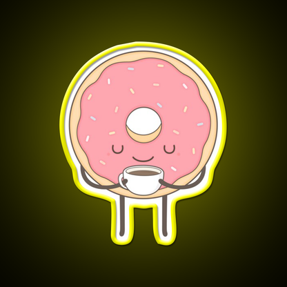 Donut Loves Coffee Snack Food Led Neon Sign Rgb Color