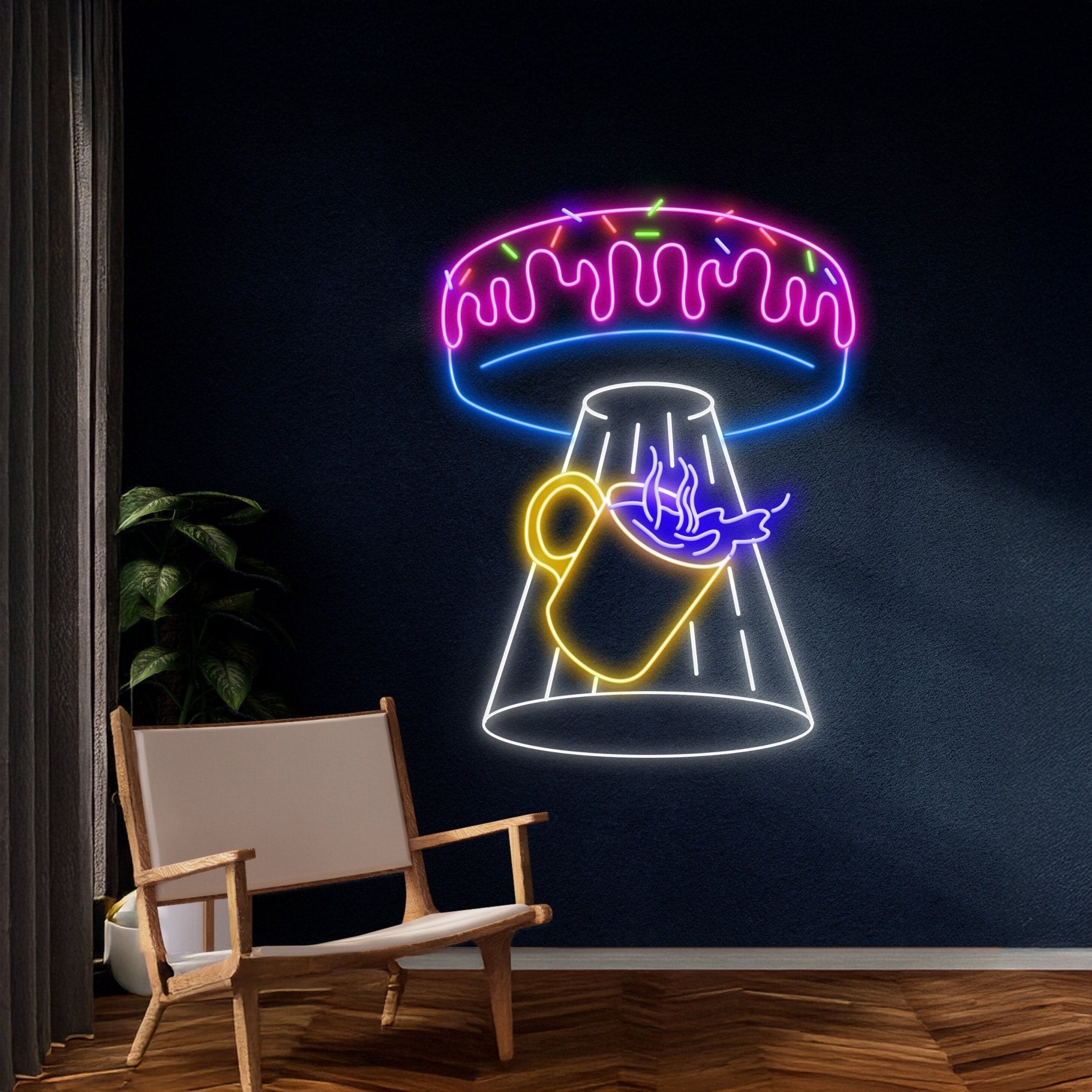 Donut Ufo Abduction Beer Neon Light - Shineneon