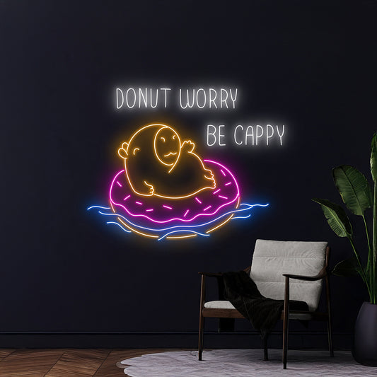 Donut Worry Be Cappy Neon Light