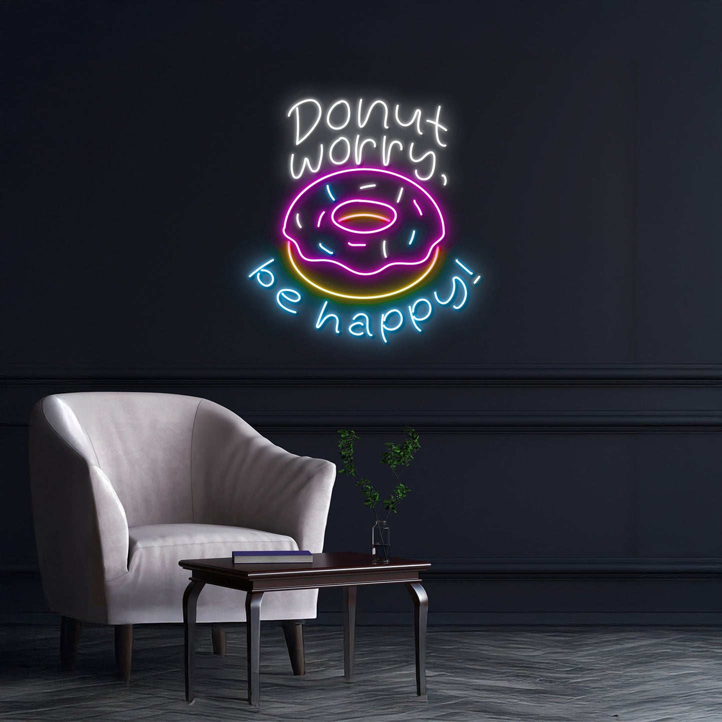 Donut Worry Be Happy Neon Light