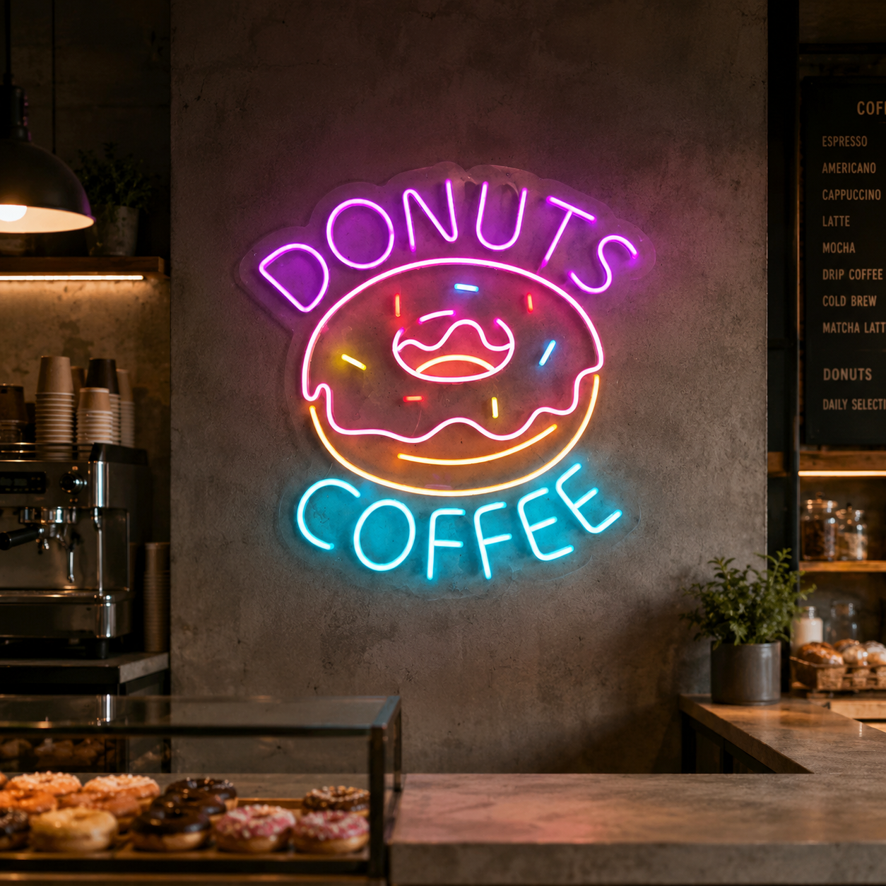 Donuts Coffee LED Neon Sign - 02 High-Converting Product Image