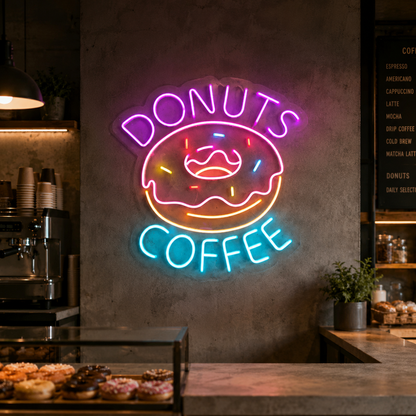 Donuts Coffee LED Neon Sign - 02 High-Converting Product Image