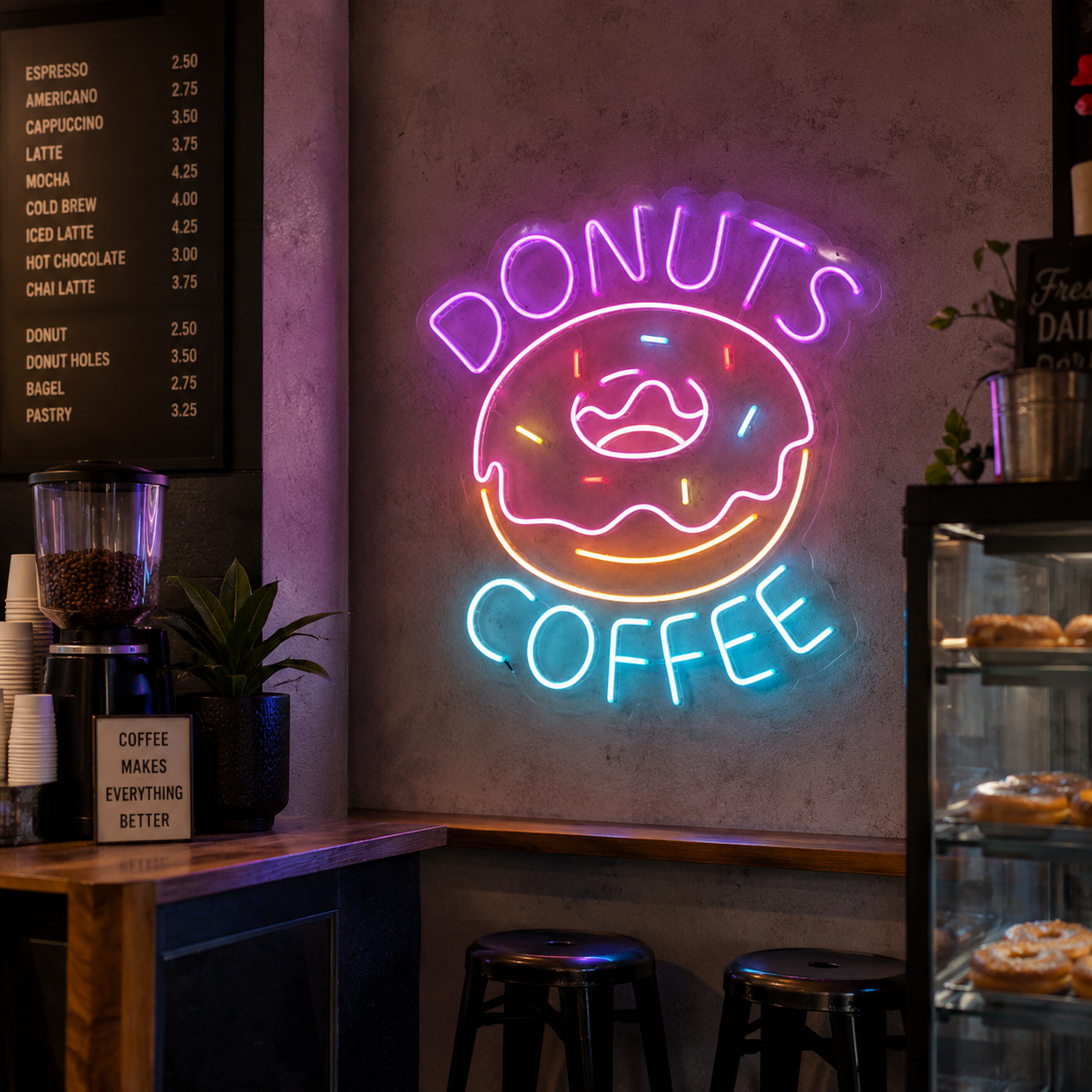 Donuts Coffee LED Neon Sign - 03 Real Lifestyle Scene