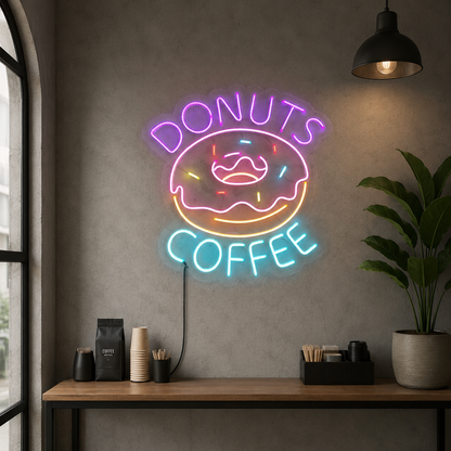 Donuts Coffee LED Neon Sign - 04 Size Image