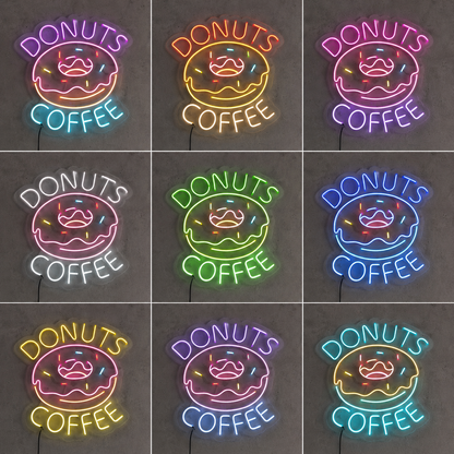 Donuts Coffee LED Neon Sign - 05 Color Grid