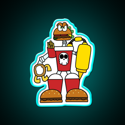 Doomsday Combo Meal Fast Food Led Neon Sign For Burger Place Rgb Color