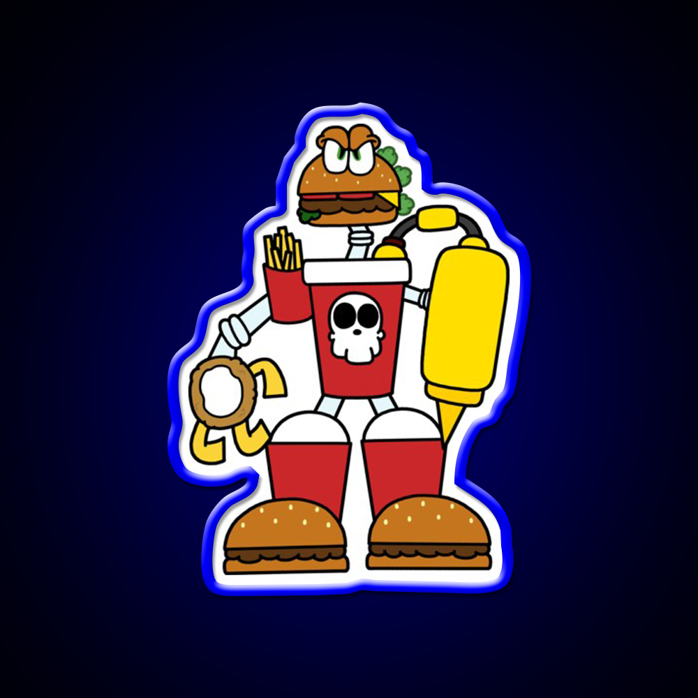 Doomsday Combo Meal Fast Food Led Neon Sign For Burger Place Rgb Color