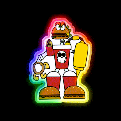 Doomsday Combo Meal Fast Food Led Neon Sign For Burger Place Rgb Color