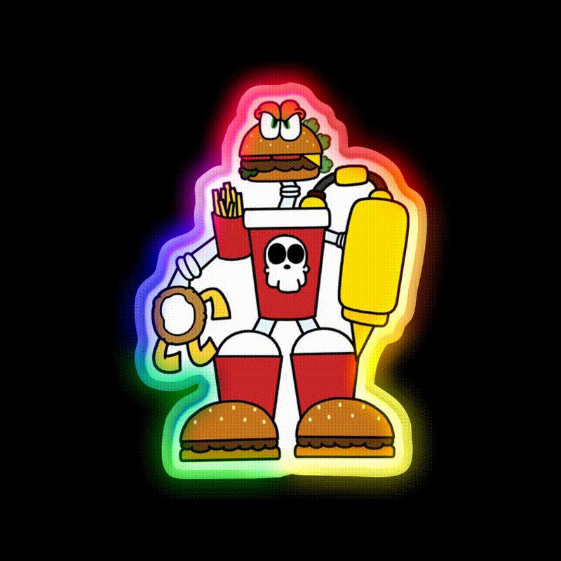 Doomsday Combo Meal Fast Food Led Neon Sign For Burger Place Rgb Color