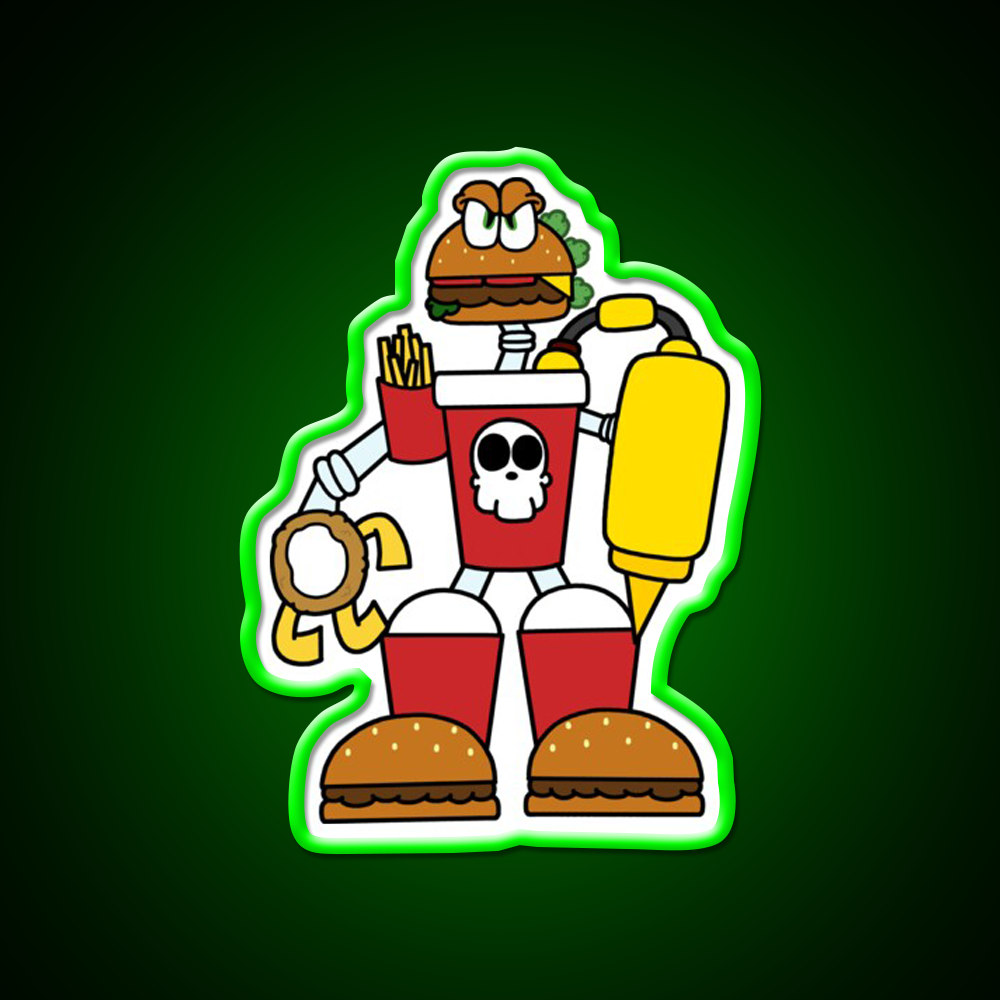 Doomsday Combo Meal Fast Food Led Neon Sign For Burger Place Rgb Color