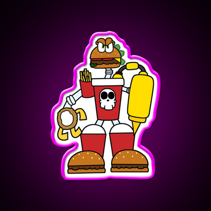 Doomsday Combo Meal Fast Food Led Neon Sign For Burger Place Rgb Color