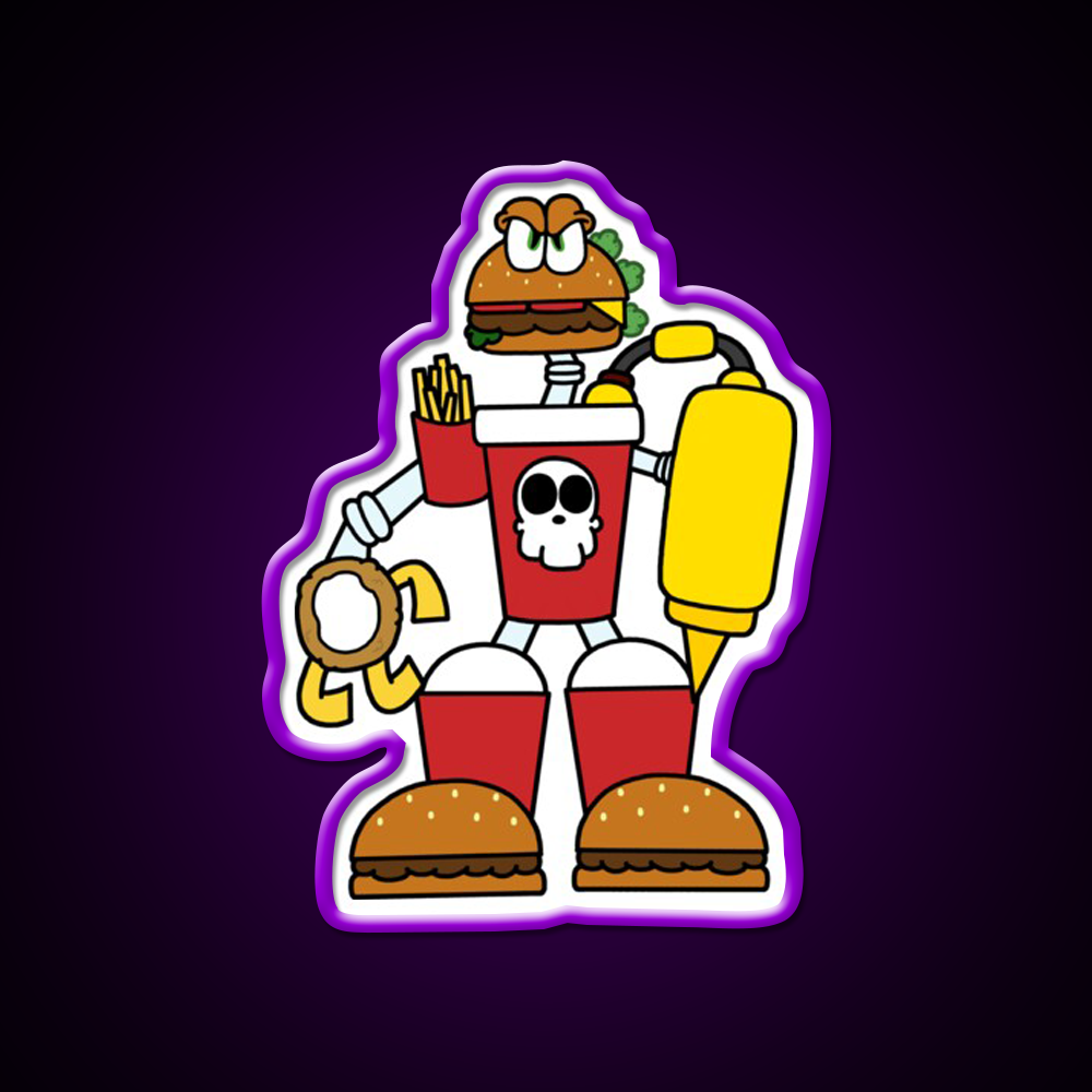 Doomsday Combo Meal Fast Food Led Neon Sign For Burger Place Rgb Color