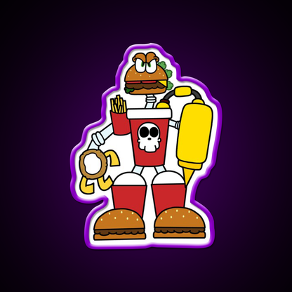 Doomsday Combo Meal Fast Food Led Neon Sign For Burger Place Rgb Color