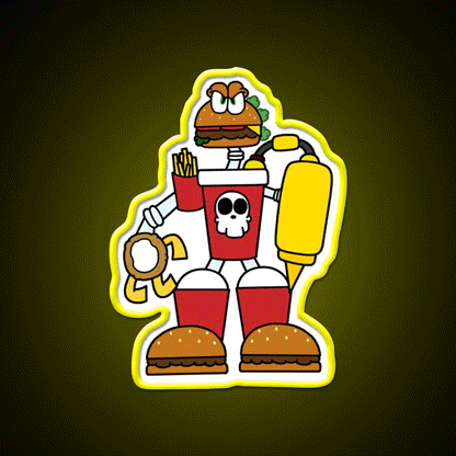 Doomsday Combo Meal Fast Food Led Neon Sign For Burger Place Rgb Color