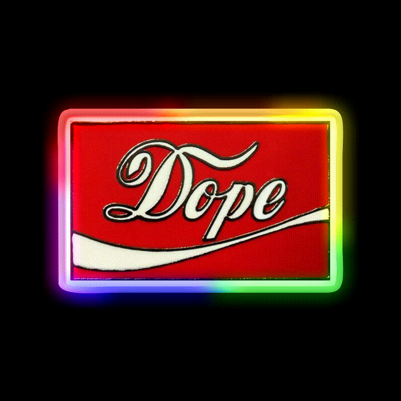 Dope Coke Logo Hemp Inspired Green Leaf Led Neon Sign Rgb Color