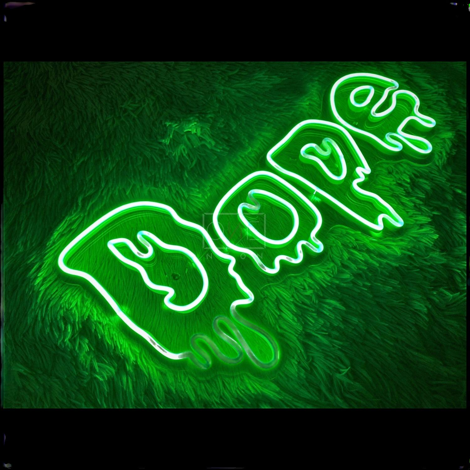 Dope Green-White Melt Drip Led Neon Sign For Trendy Bar Decor | Shineneon