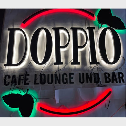 Doppio Cafe Lounge Und Bar 3D Backlit Channel Letters Led Light Sign