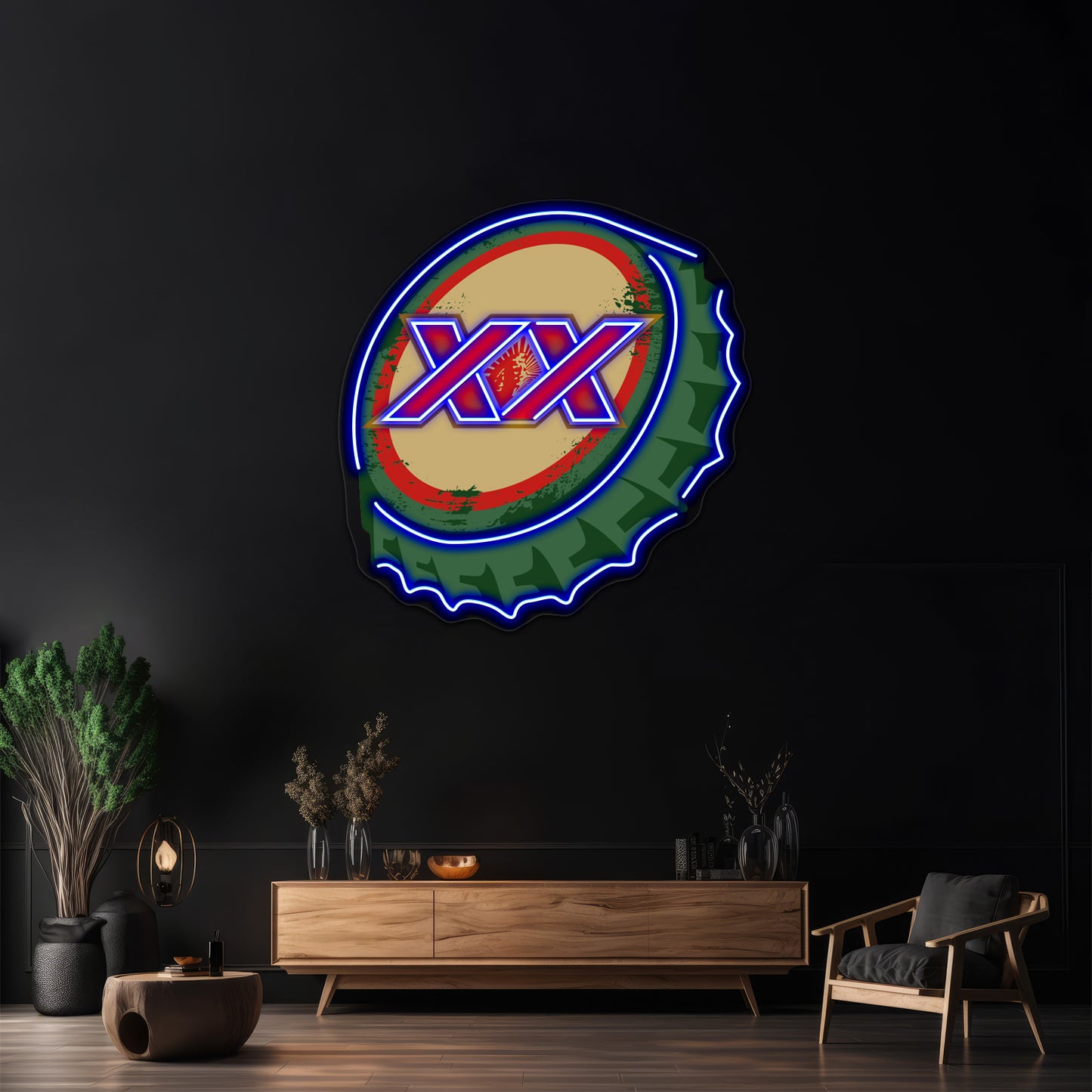 Dos Equis Mexican Beer Cap Artwork Custom Neon Led Sign