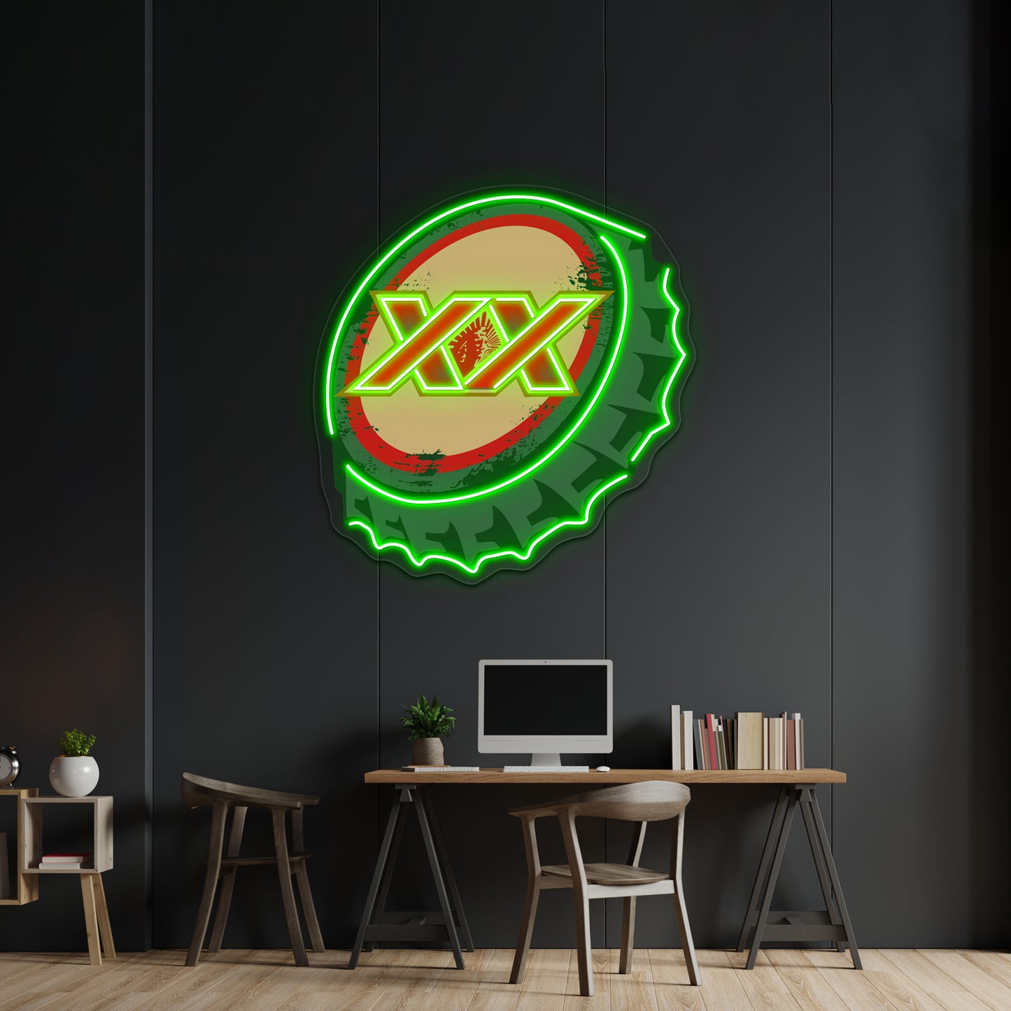 Dos Equis Mexican Beer Cap Artwork Custom Neon Led Sign