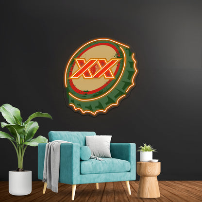 Dos Equis Mexican Beer Cap Artwork Custom Neon Led Sign