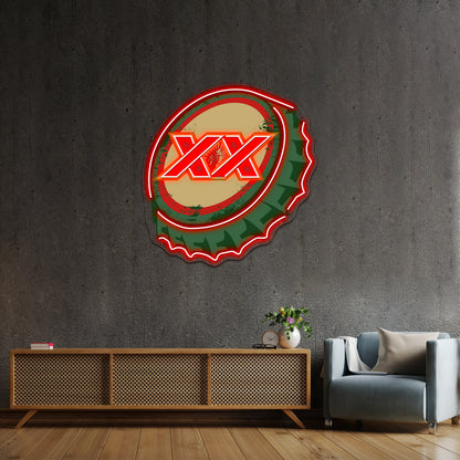 Dos Equis Mexican Beer Cap Artwork Custom Neon Led Sign - Custom LED neon sign front view