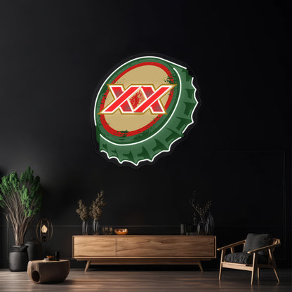 Dos Equis Mexican Beer Cap Artwork Custom Neon Led Sign