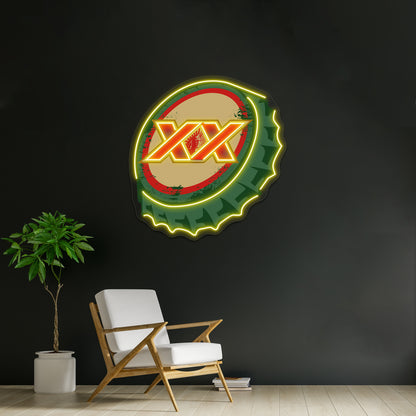 Dos Equis Mexican Beer Cap Artwork Custom Neon Led Sign