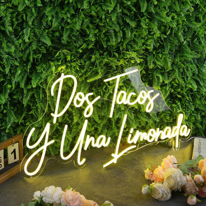 Dos Tacos Y Una Limonada Yellow Led Neon Sign - Shineneon