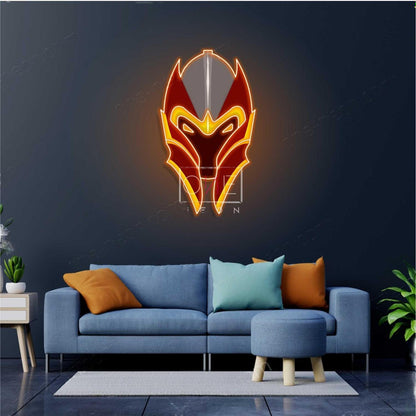 Dota 2 Dragon Knight Mask Red-Yellow Led Neon Sign For Gaming Room Decor | Shineneon