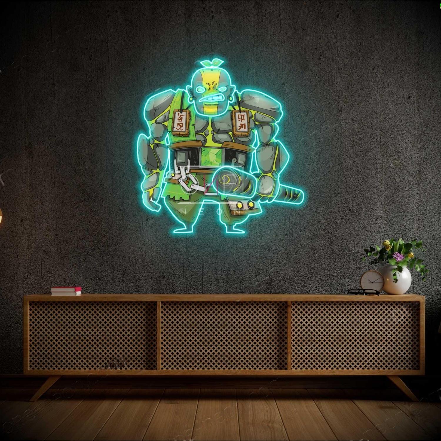 Dota 2 Earth Spirit2 Green-Yellow Cartoon Robot Led Neon Sign Indoor Decor | Shineneon