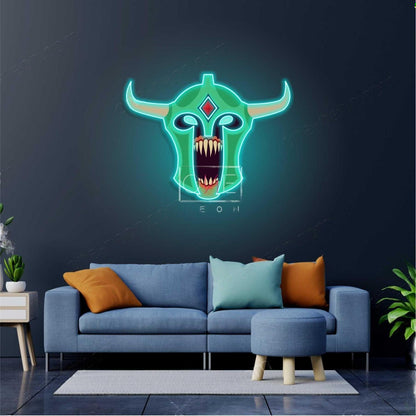 Dota 2 Undying Green Helmet With Horns Red Diamond Led Neon Sign | Shineneon