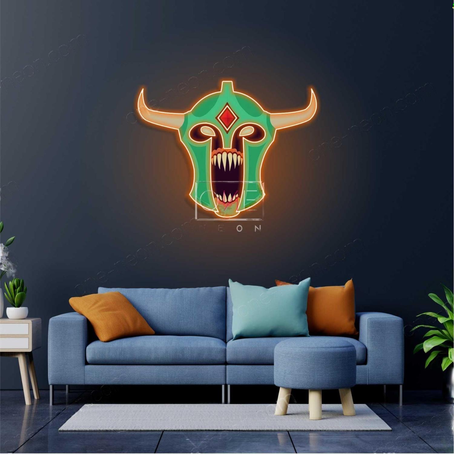 Dota 2 Undying Green Helmet With Horns Red Diamond Led Neon Sign | Shineneon