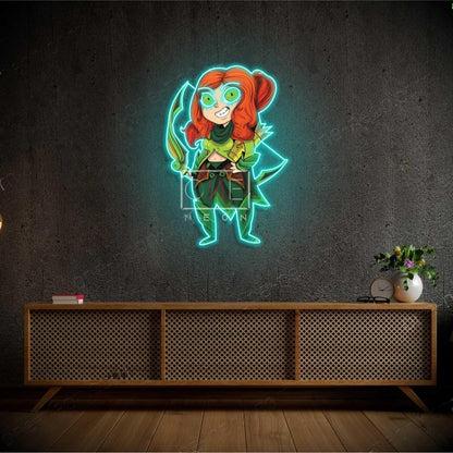 Dota 2 Windranger Green Red Teal Cartoon Archer Led Neon Sign For Gaming Room Decor | Shineneon