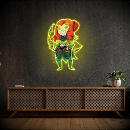 Dota 2 Windranger Green Red Teal Cartoon Archer Led Neon Sign For Gaming Room Decor | Shineneon