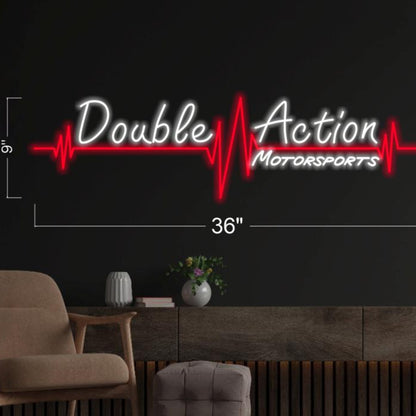Double Action White Red Ecg Led Neon Sign For Motorsports Decor | Shineneon