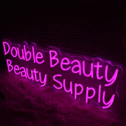 Double Beauty Beauty Supply Pink Led Neon Sign | Shineneon