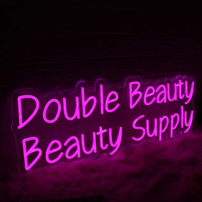 Double Beauty Beauty Supply Pink Led Neon Sign | Shineneon