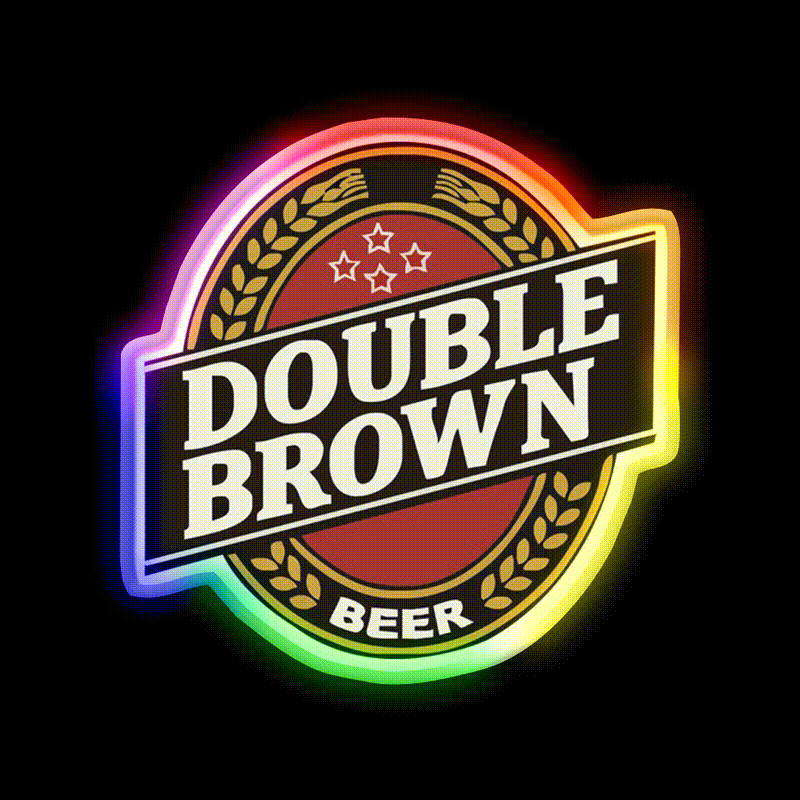 Double Brown Beer Bar Decor Led Neon Sign Rgb Color