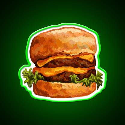 Double Cheeseburger Fast Food Led Neon Sign For Burger Place Rgb Color