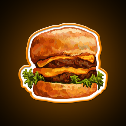 Double Cheeseburger Fast Food Led Neon Sign For Burger Place Rgb Color