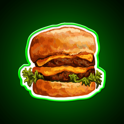 Double Cheeseburger Fast Food Led Neon Sign For Burger Place Rgb Color - Shineneon