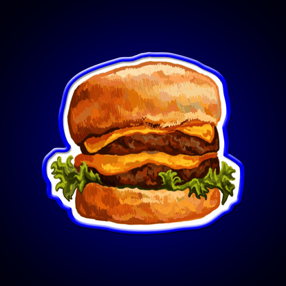 Double Cheeseburger Fast Food Led Neon Sign For Burger Place Rgb Color - Shineneon