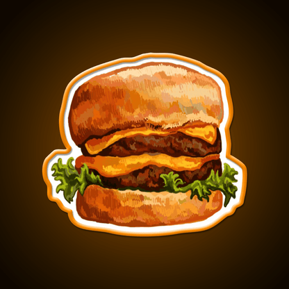 Double Cheeseburger Fast Food Led Neon Sign For Burger Place Rgb Color - Shineneon