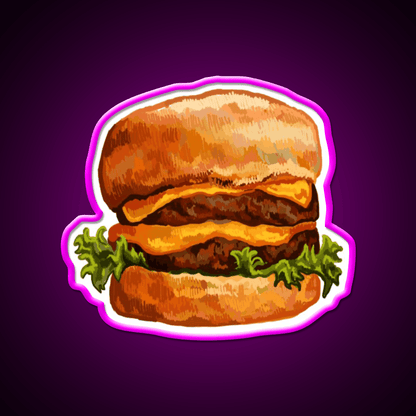 Double Cheeseburger Fast Food Led Neon Sign For Burger Place Rgb Color - Shineneon