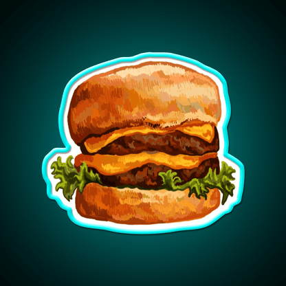 Double Cheeseburger Fast Food Led Neon Sign For Burger Place Rgb Color - Shineneon